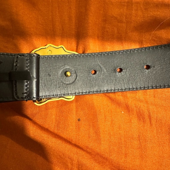 Versace Black Leather Belt with Gold Medusa Buckle main image 5
